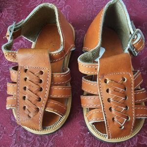 Infant/Toddler Orange Leather Sandals